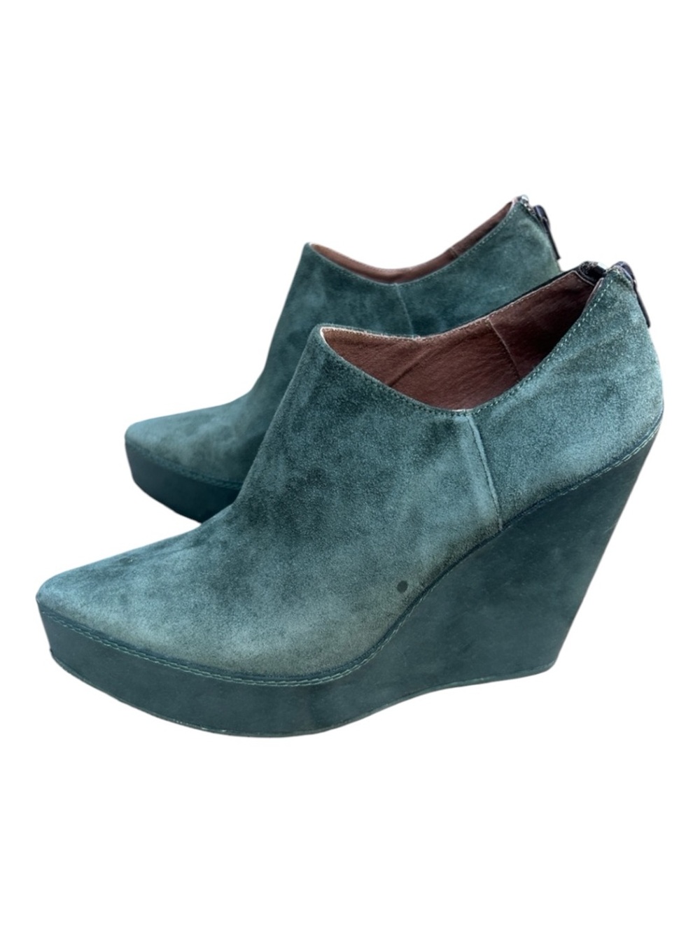 Palomitas by Paloma Barceló Forest Green Suede Platform Wedge Booties Size 40